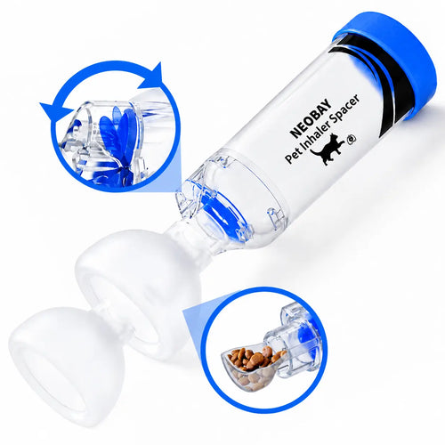 Neobay Blue Cat Inhaler Spacer — 1 Pack with Visual Flow Indicator