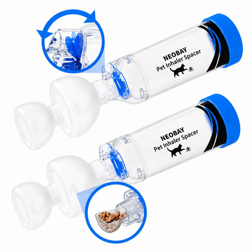 Neobay Blue Cat Inhaler Spacer — 2 Pack with Visual Flow Indicator