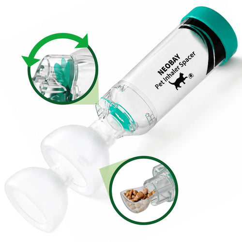 Neobay Green Cat Inhaler Spacer — 1 Pack with Comfort Feeder