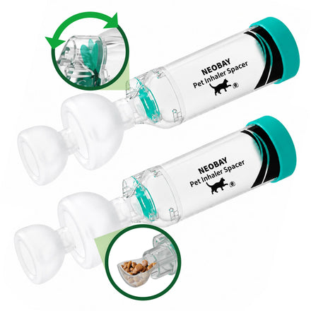 Neobay Green Cat Inhaler Spacer — 2 Pack with Comfort Feeder