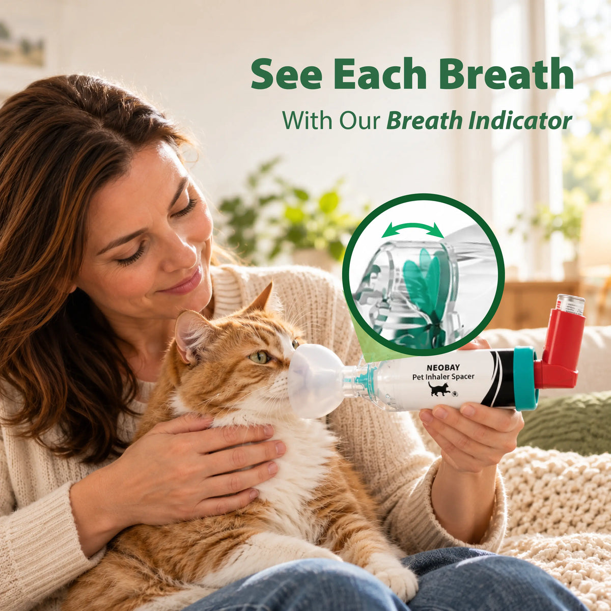 Neobay inhaler spacer with Comfort Feeder and two mask sizes