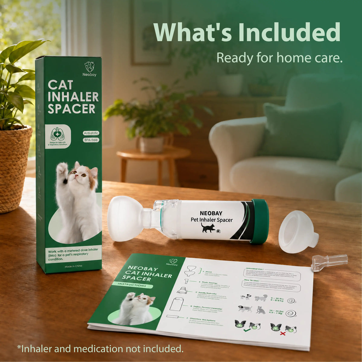 Neobay Cat Aerosol Chamber with Comfort Feeder — Green