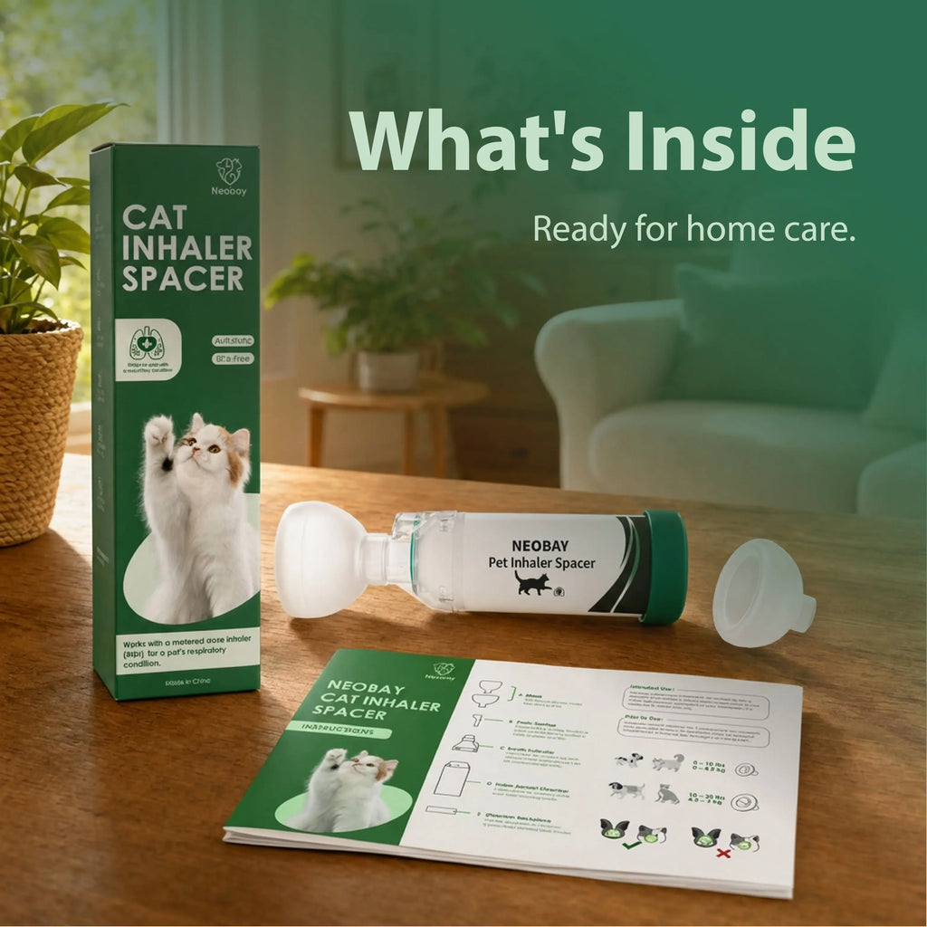 Neobay Pet brand logo with cat inhaler spacer product silhouette